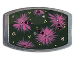belt buckle hand painted pink poofs